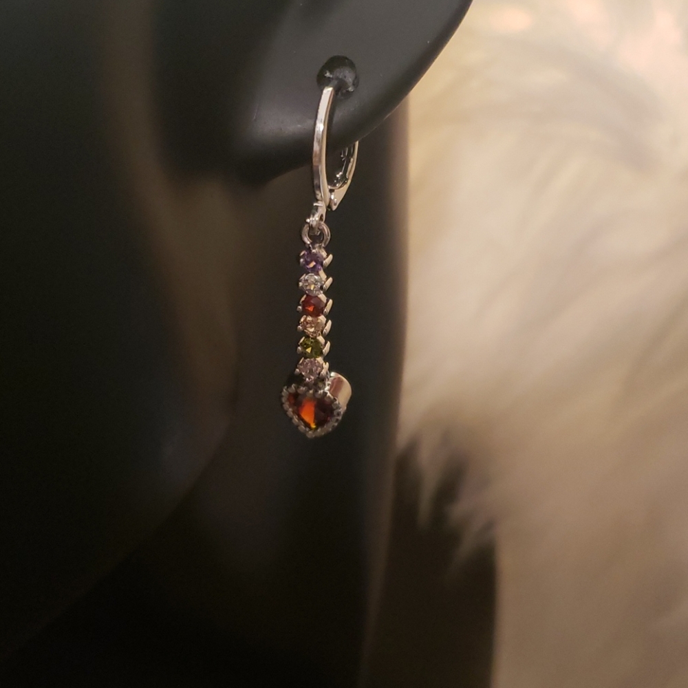 Multicolor Dangle Heart Earrings